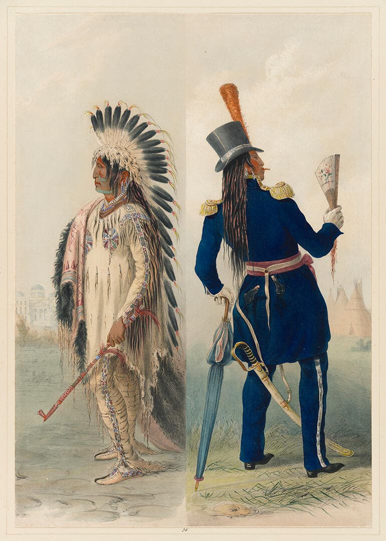 Wi-Jun-Jon, an Assineboin Chief, Going to Washington; Returning to his Home
