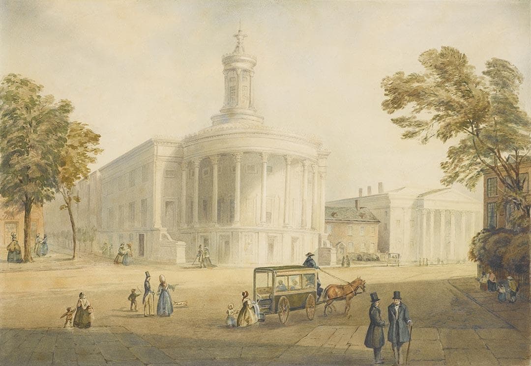 Philadelphia Street Scene with Exchange Building and Second Bank of the United States