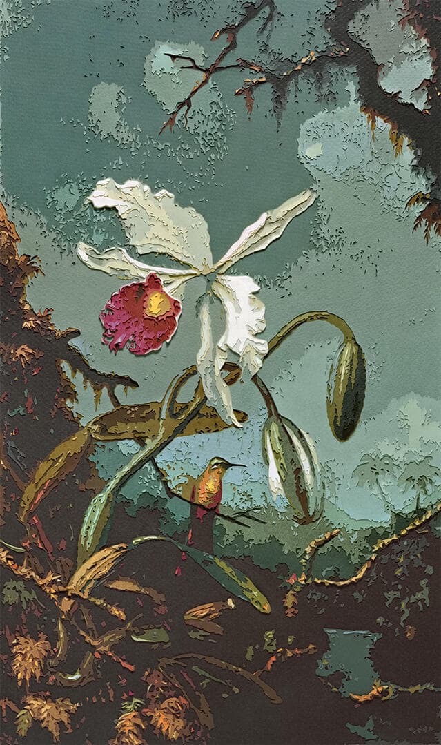 White Brazilian Orchid after Martin Johnson Heade