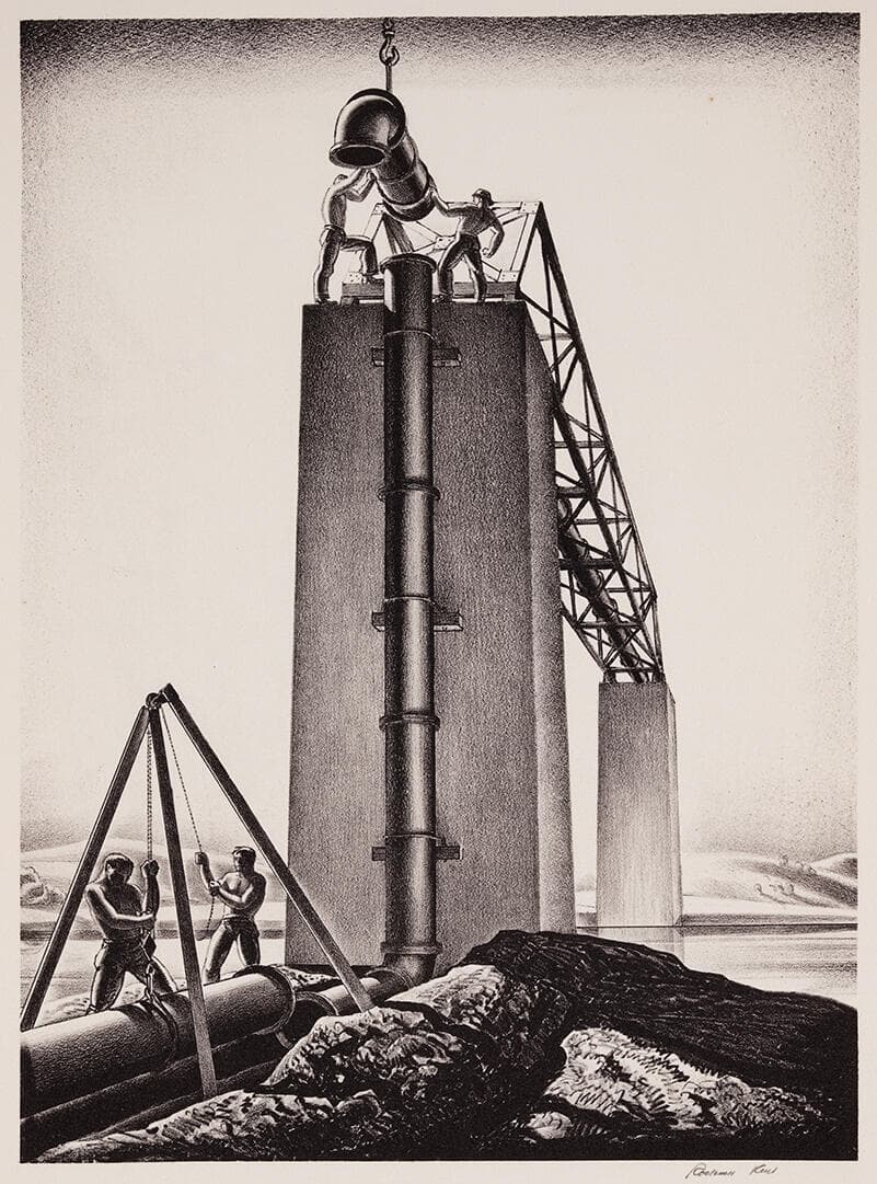 [Laying Pipe Section Over a Bridge]