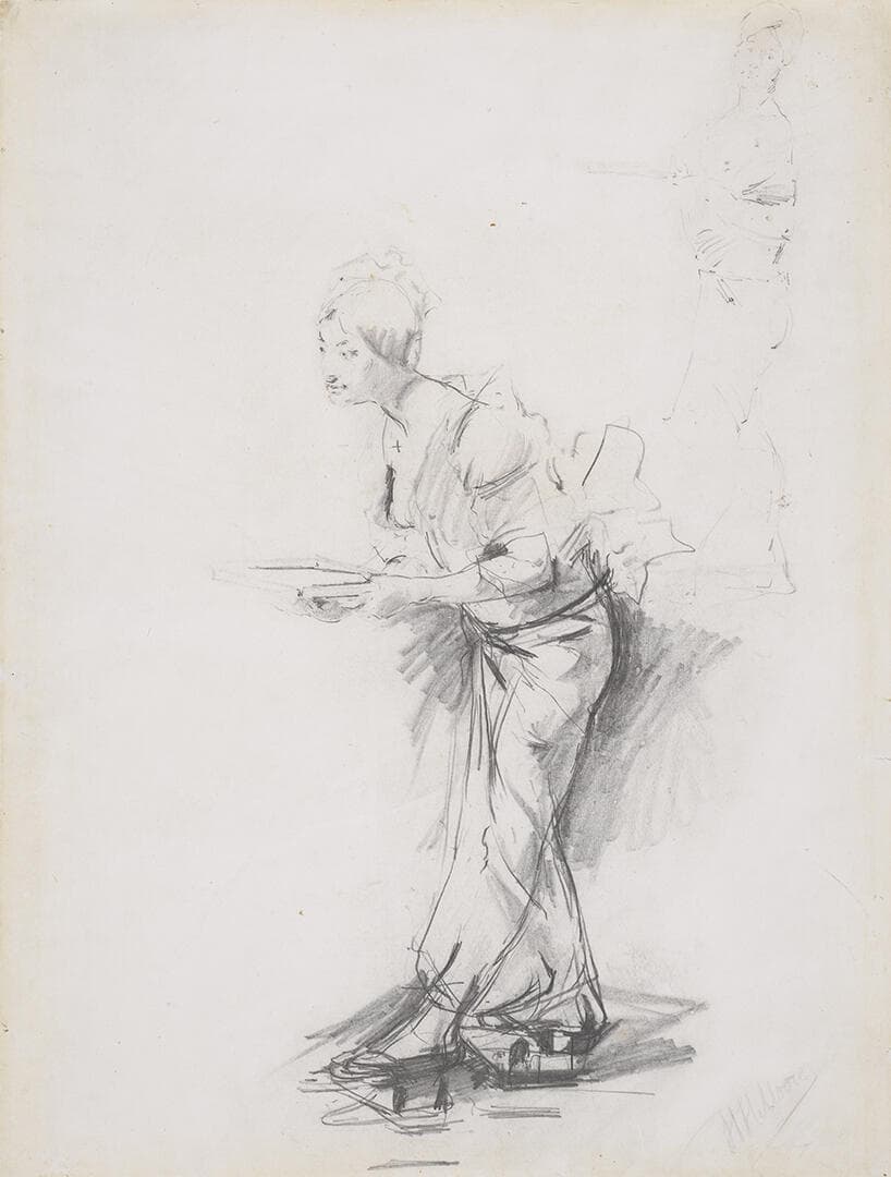 Japanese Woman Carrying A Tray