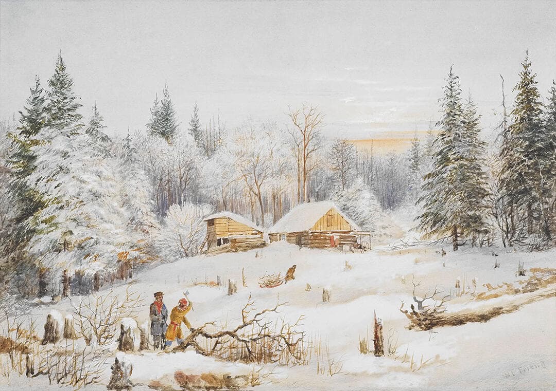 Winter Landscape with Settlers Cutting Wood