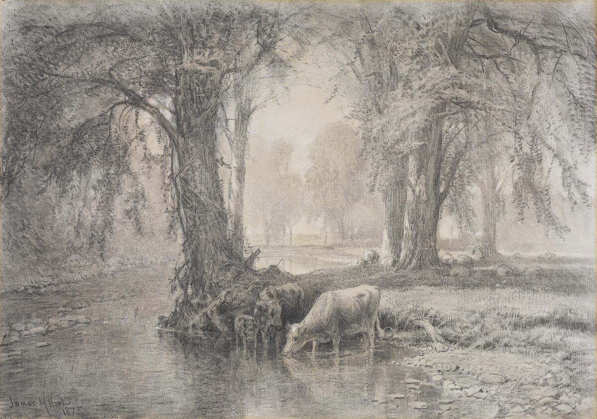 River Landscape With Cattle