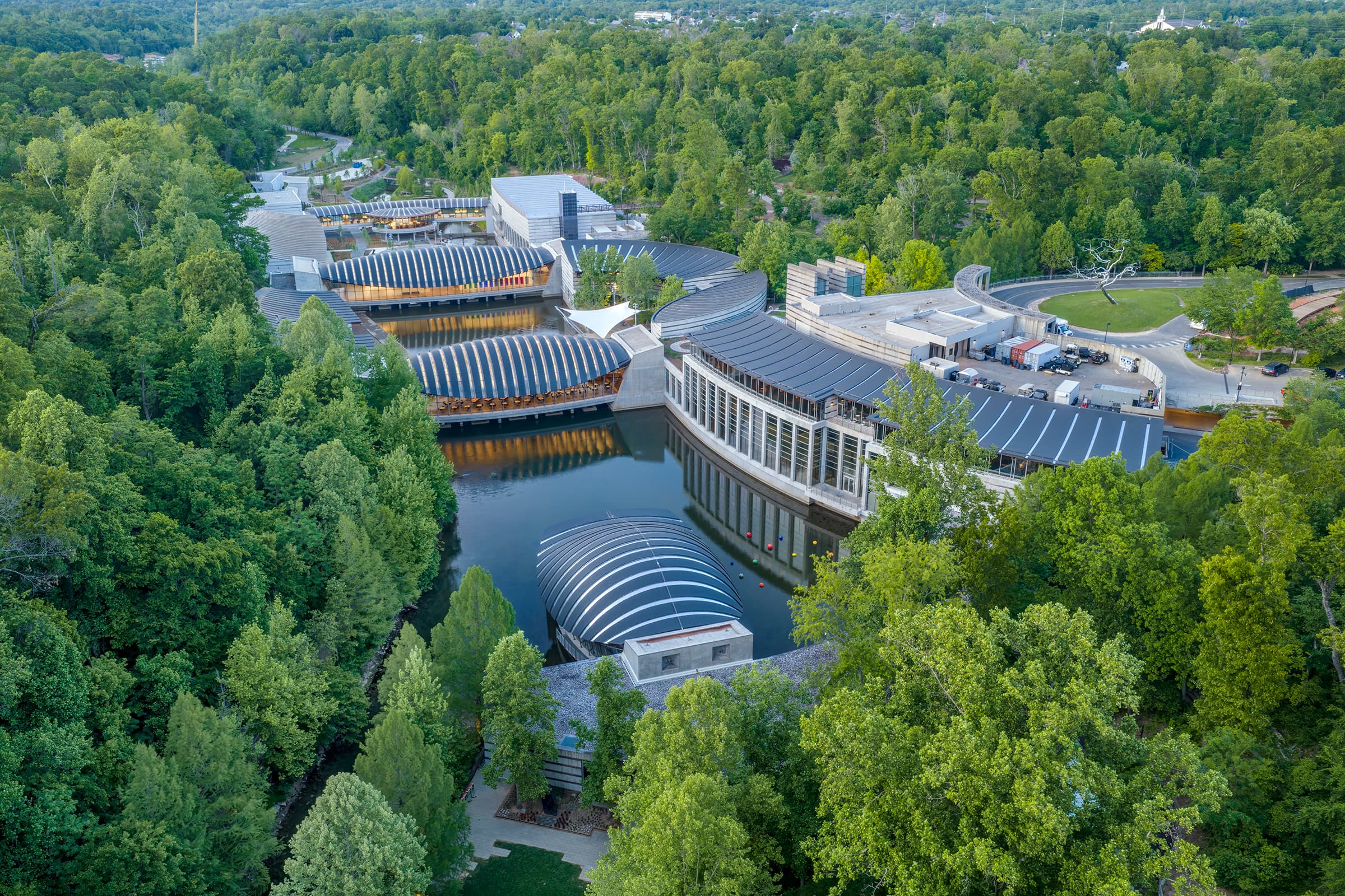 Safdie-designed pavilions over the spring